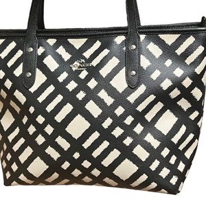 Price cut For Quick Sale!!!!Black/Ivory Lattice Pattern Tote 12.5" X  8" X 4.5 "